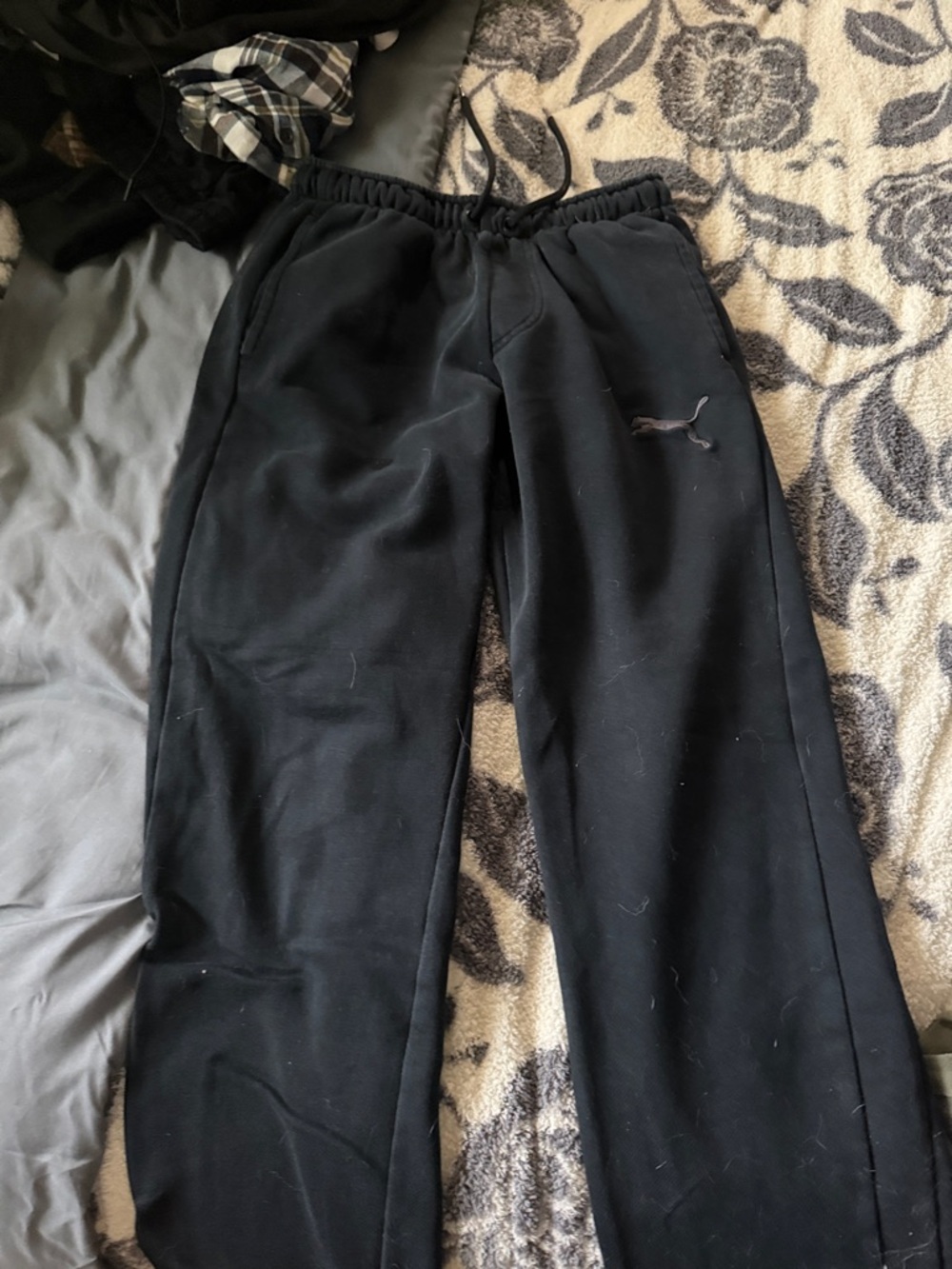 Puma Black Men's Fleece Joggers with Logo